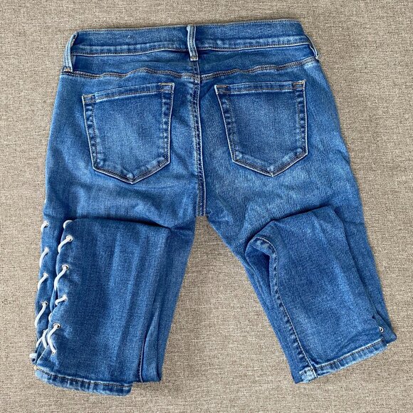 Pacsun Super Stretch Ankle Jegging Jeans Women's 24 Blue Cross Lace Casual Pant - Picture 7 of 16